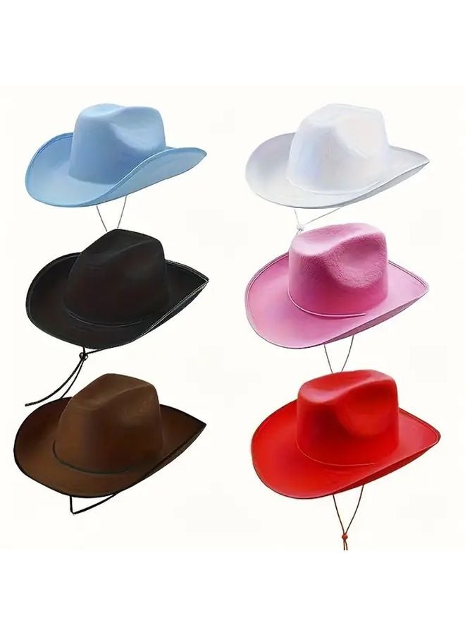 6 Pack Mixed Color Felt Hats Adjustable Strap For Party Cosplay Halloween - Image 1